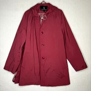 London Fog Pink Trench Raincoat with Hood Women's Size Medium